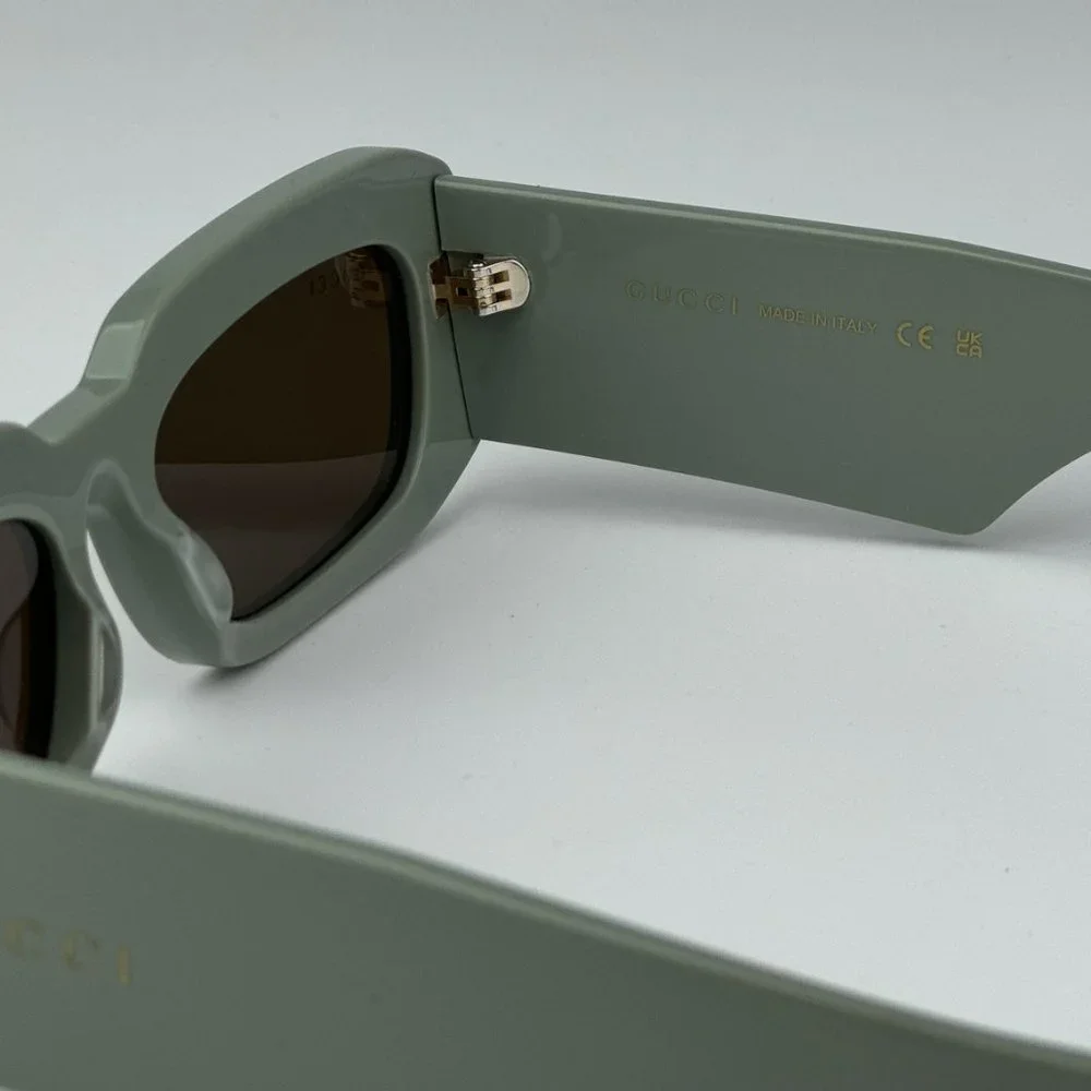 Gucci GG1426S 004 BRAND NEW Sunglasses Solid Sage Brown Unisex Rectangle